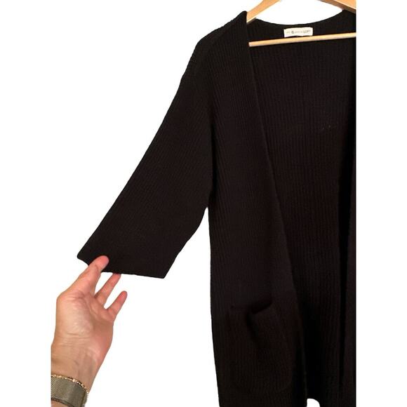 Lou & Grey for LOFT Women Ribbed Knit Open Front Cardigan Sweater Size XL Black - Picture 2 of 7